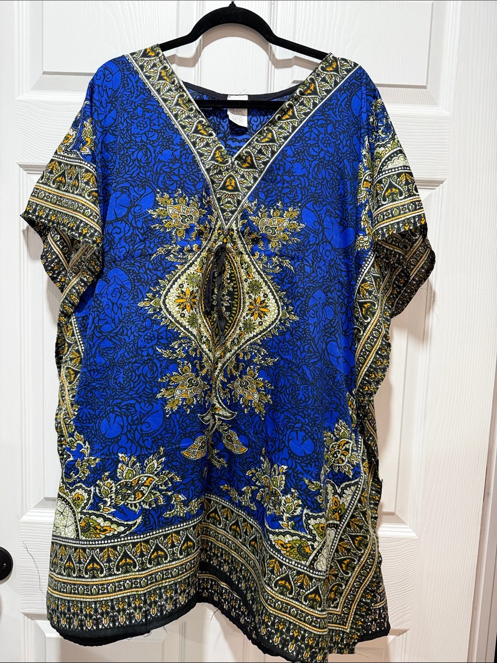 Source Unknown Royal Blue and Gold Paisley Swim Coverup